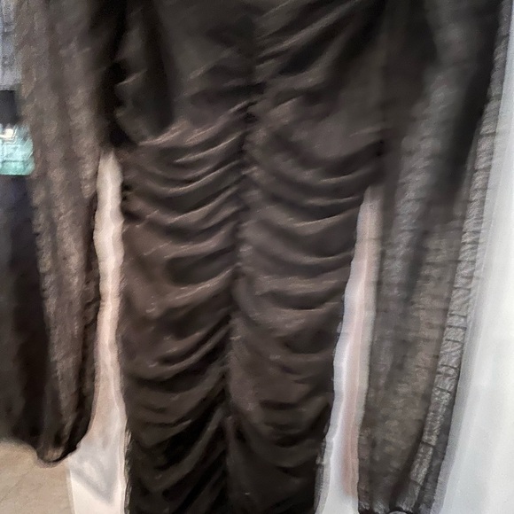 Elegant Black Dress with Sheer Sleeves - Picture 7 of 10